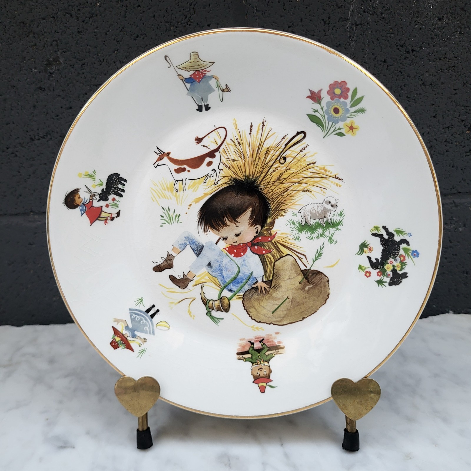 READ Vintage Arklow Pottery Ireland Nursery Rhyme Child Plate Little Boy Blue