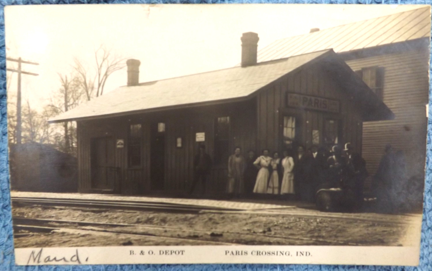 RARE 1910 B&O RR DEPOT PARIS CROSSING INDIANA POSTCARD RAILROAD Train RPPC RARE 1910 B&O RR DEPOT PARIS CROSSING INDIANA POSTCARD RAILROAD Train RPPC