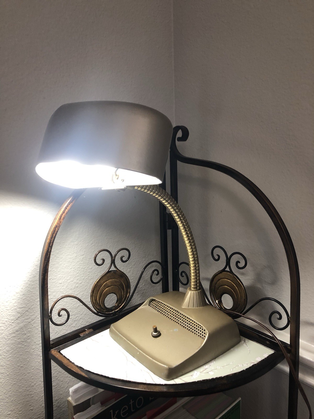Vintage Mid-Century Modern Industrial Gooseneck Desk Lamp — Working