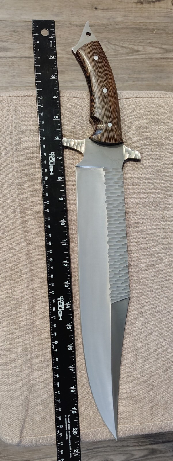 Huge Custom Bowie Knife, ZMB Gear USA, 440c 14in Blade,Full Tang, Integral Guard