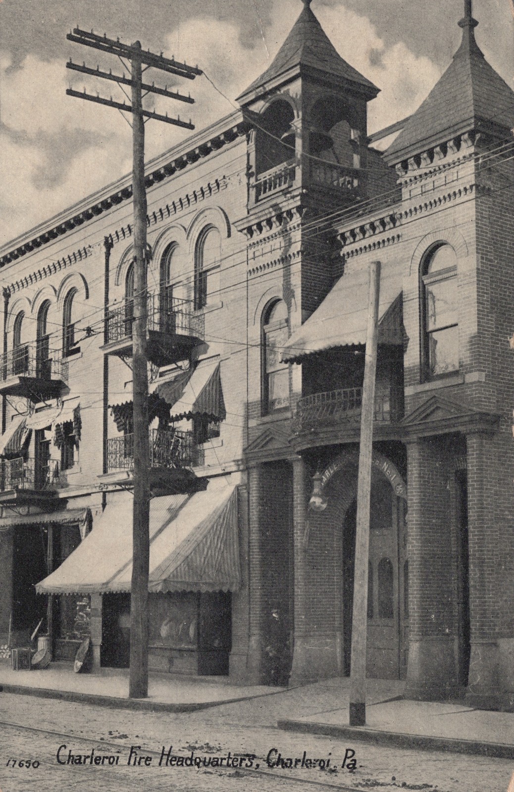 Charleroi Fire Headquarters Charleroi PA Postcard 1910 Divided Back