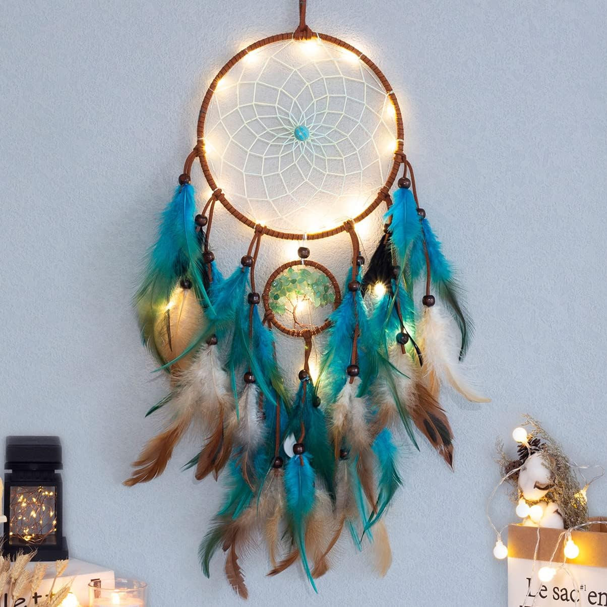 Dream Catcher Tree of Life with Feathers, Mobile LED Fairy Lights Dream Catcher Tree of Life with Feathers, Mobile LED Fairy Lights