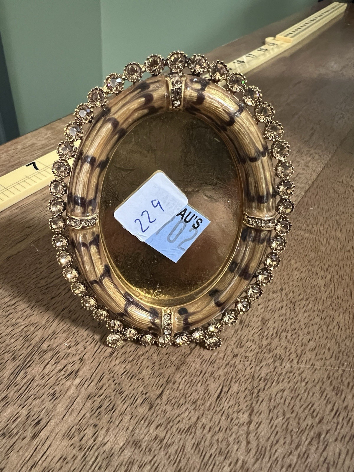 Jay Strongwater Ornate Oval Gold Metal Freestanding 3x4 Portrait Frame
