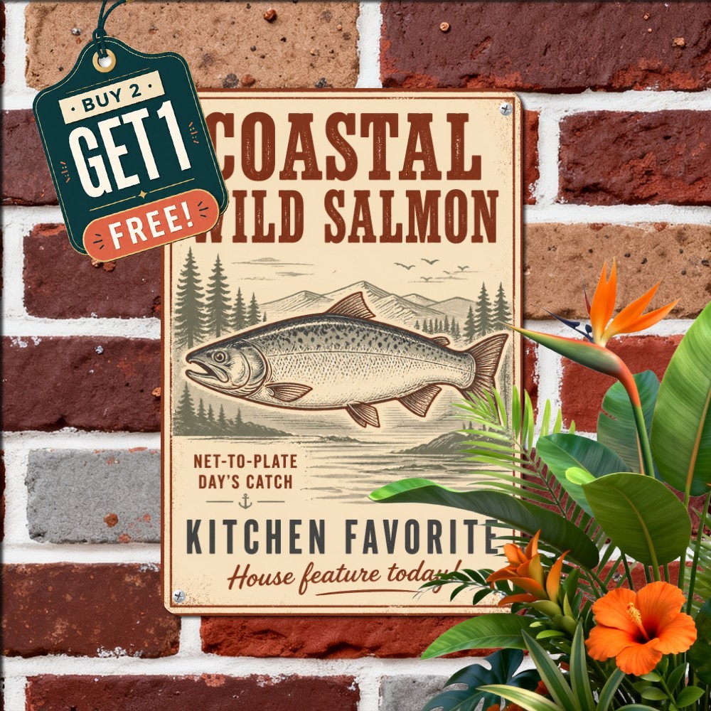 retro funny alaska salmon tin metal signs home