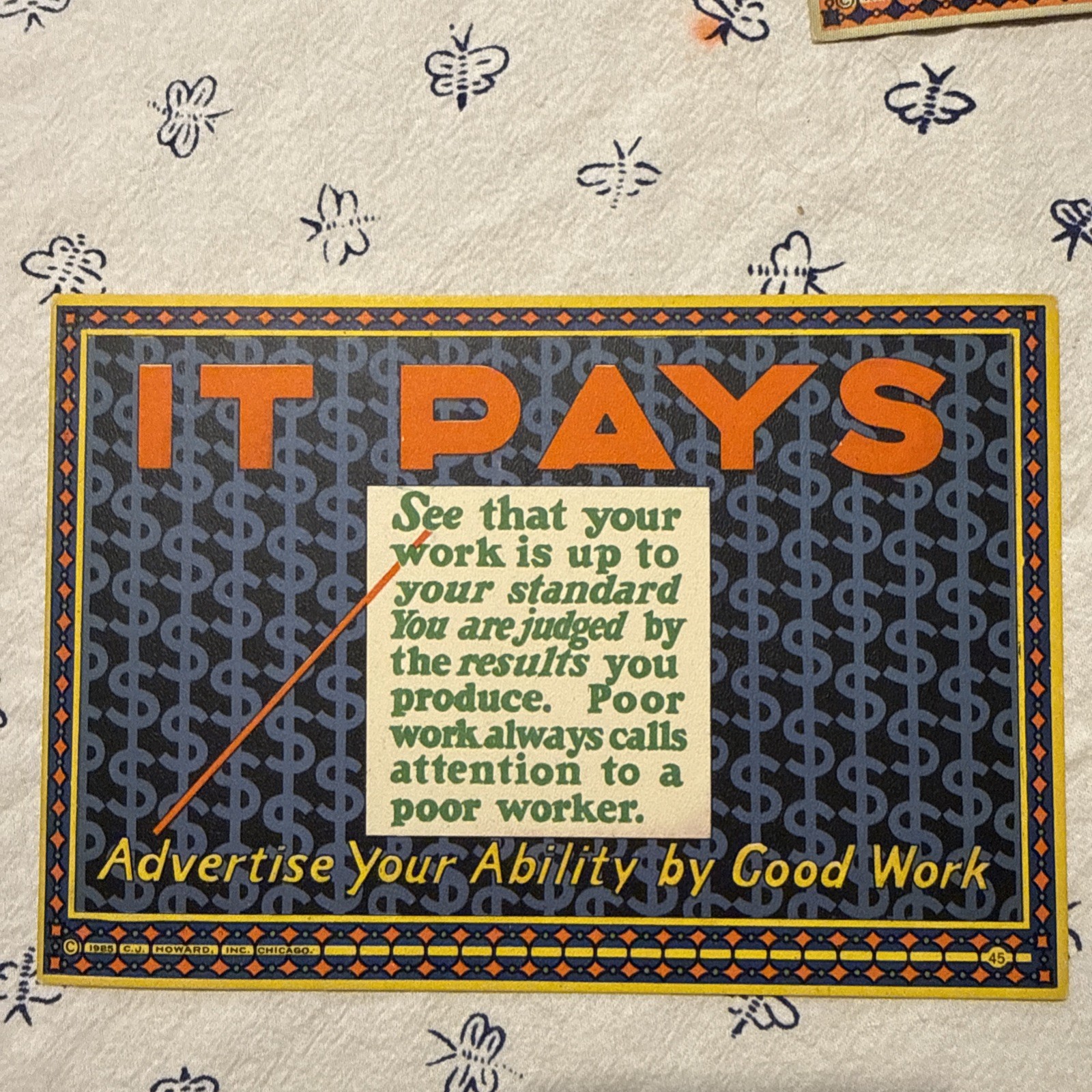 Vintage Antique 1925 Howard Advertising Art Card Motivational Speak Well of Firm