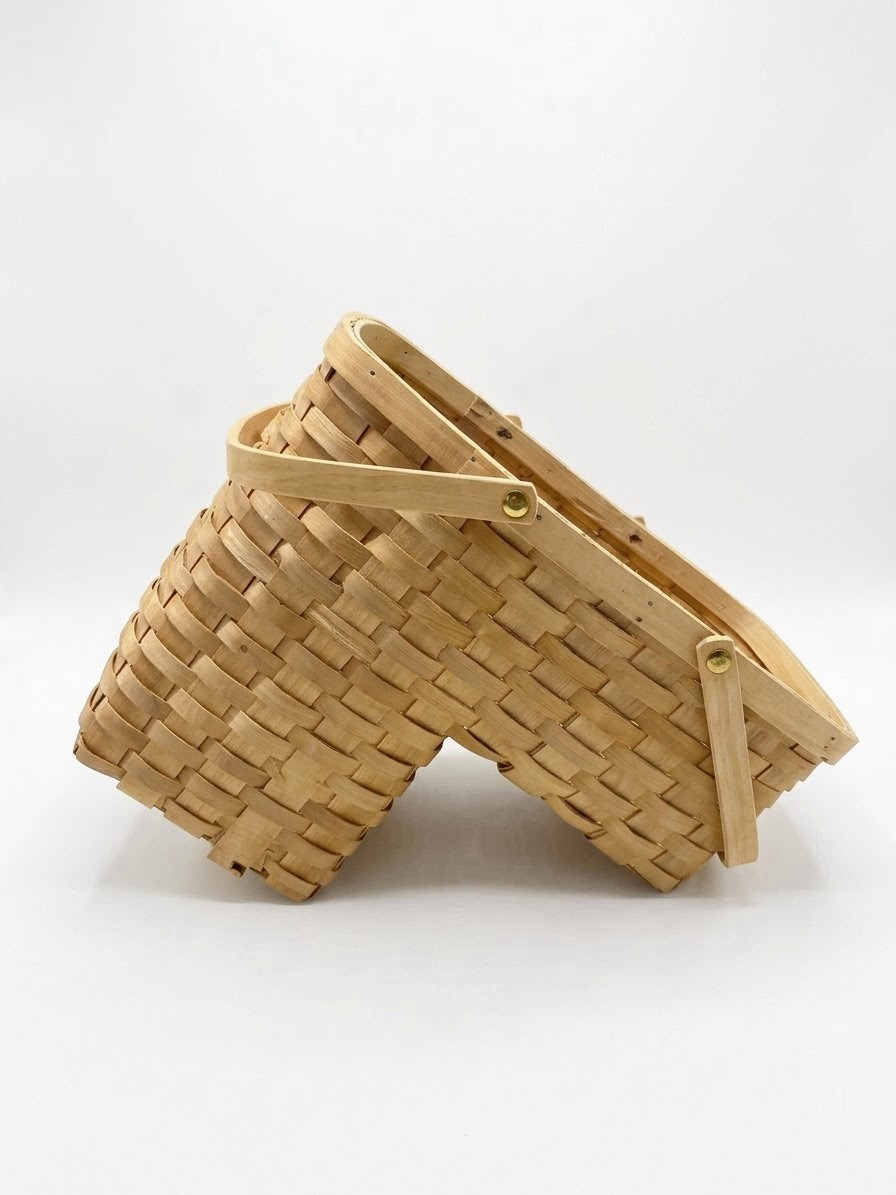 Vintage Stair Step Basket Staircase Storage Handles Farmhouse Woven Cottagecore Vintage Stair Step Basket Staircase Storage Handles Farmhouse Woven Cottagecore