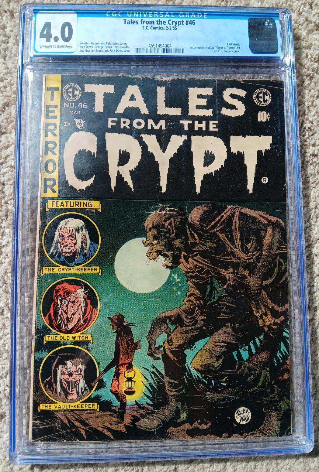 Tales from the Crypt #46 (EC Comics, 1955) CGC 4.0 OW/W, Last E.C. Horror