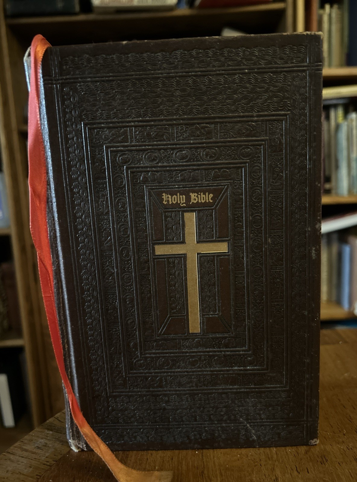 1953 Catholic Family Edition Holy Bible John J. Crawley Illus. Leather VG
