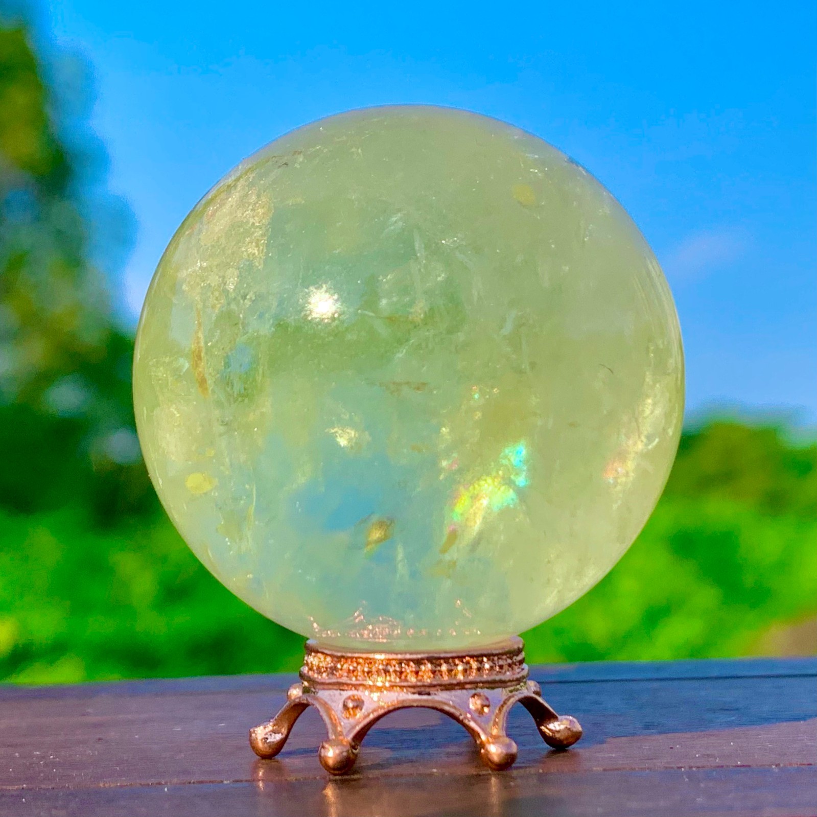 84G AAA Grade Natural Rainbow Citrine Sphere Quartz Crystal Healing Chakras