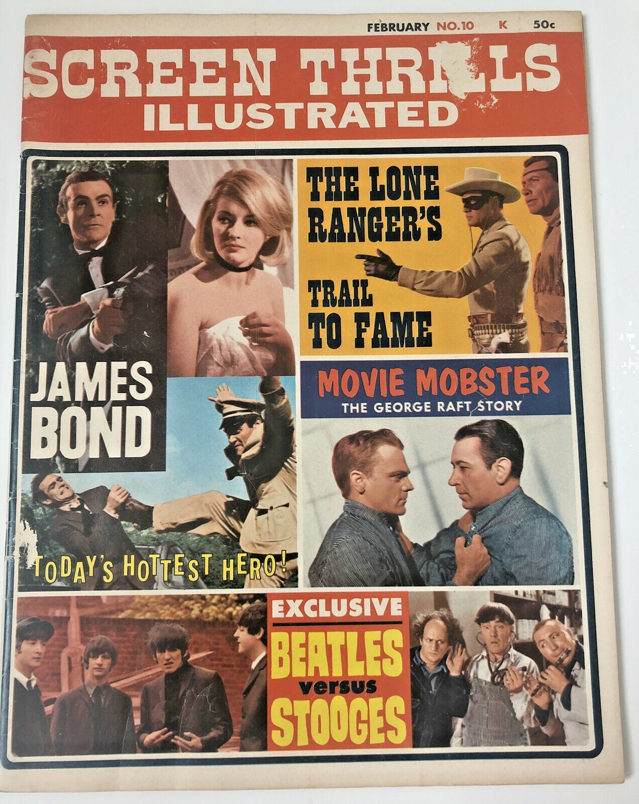 VTG 1965 Screen Thrills Mag-Beatles-Stooges-Bond 007-Lone Ranger-Cagney-movies