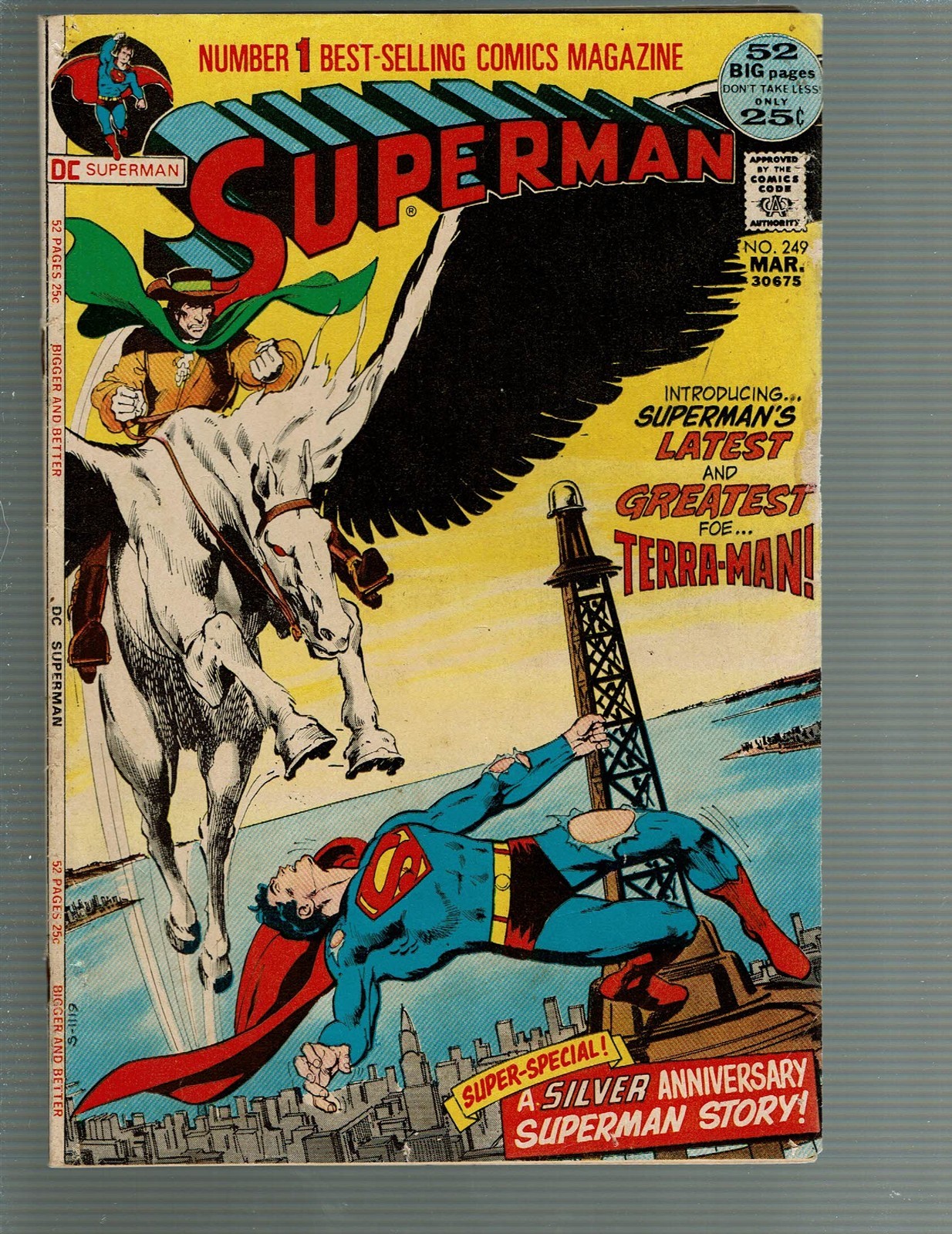 Superman 249 1st app origin Terra-Man Neal Adams art 52 pages VG