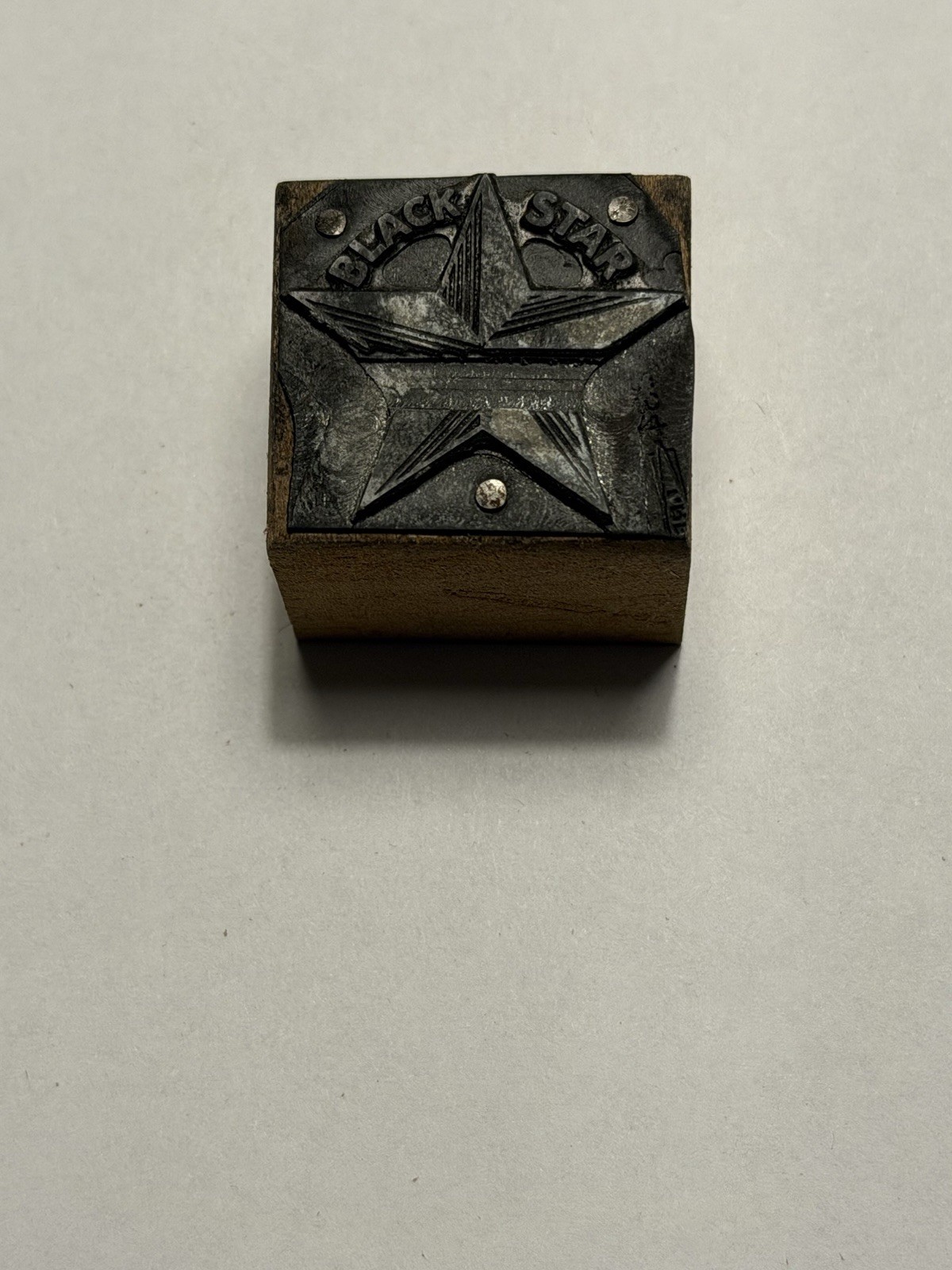 Antique Black Star Coal Letterpress Printing Block Logo John Chamberlin Estate 