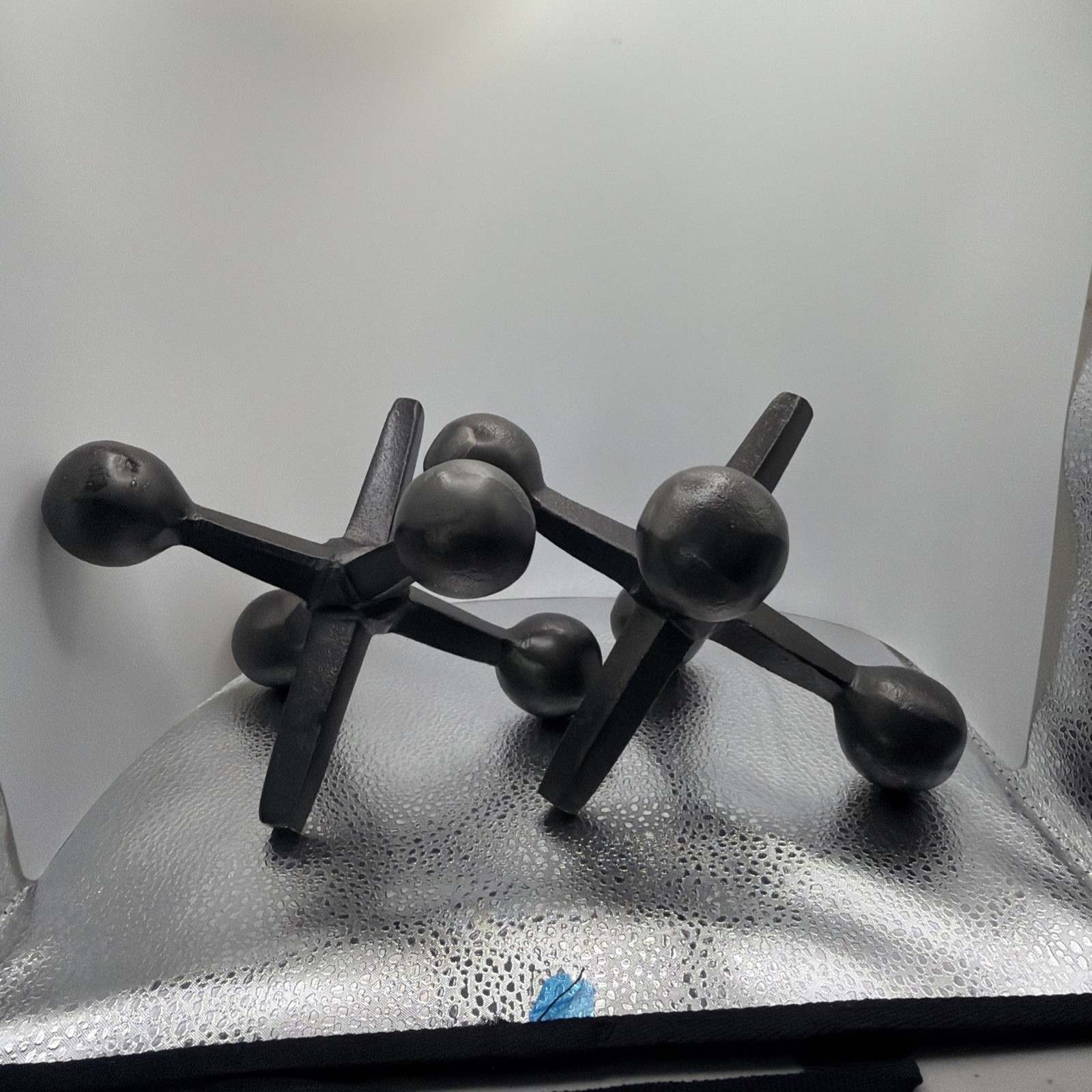 Vintage Mid Century Modern Atomic Jack Bookends Black Sculptures MCM