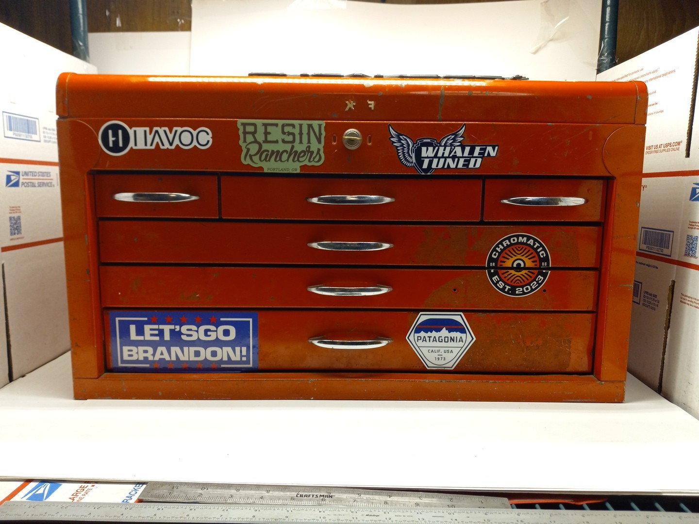 🔥 RED Mac Tools 6 drawer Tool Chest Flip Top VTG W/ KEY HEAVY DUTY INDUSTRIAL