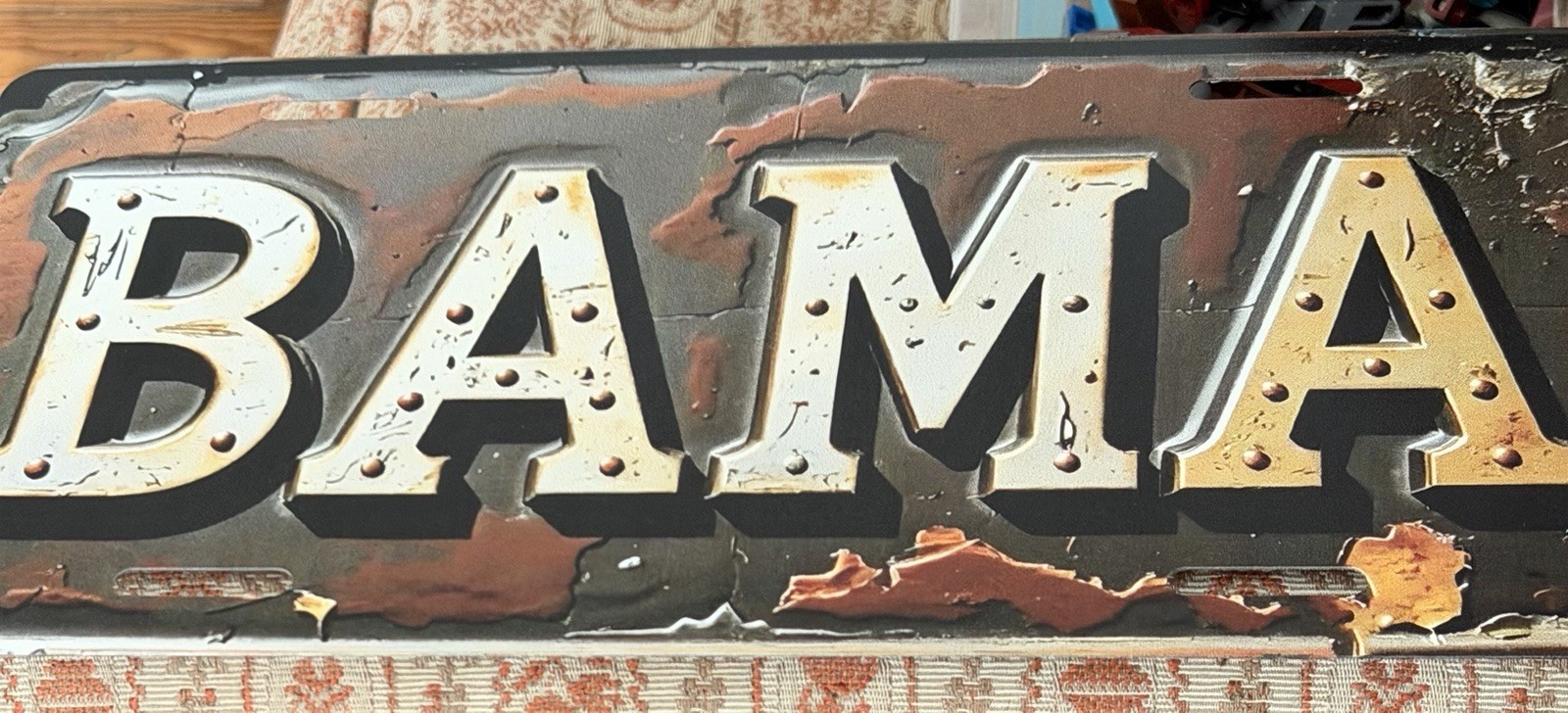 BAMA Weather Look Aluminum License Plate Alabama Crimson Tide Retro Rust Look BAMA Weather Look Aluminum License Plate Alabama Crimson Tide Retro Rust Look