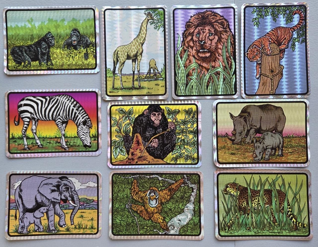 10 VTG 1990 Wild Kingdom Vending Machine Stickers, Lion, Zebra, Tiger, Gorilla