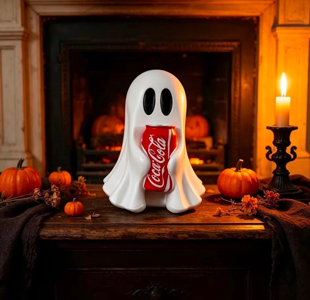 New COCA-COLA Ghost Figurine Holding Coke Can Halloween No drinks New COCA-COLA Ghost Figurine Holding Coke Can Halloween No drinks