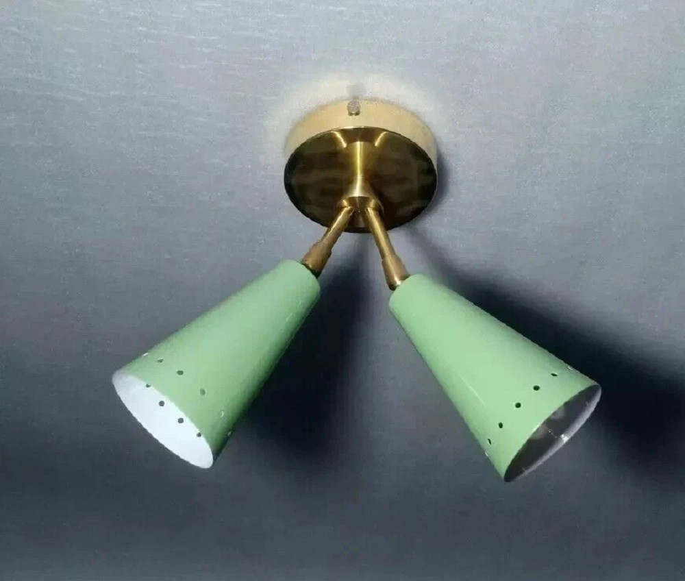 Mid Century Brass Italian Diabolo Double Wall Sconce Light Fixture Vintage Gift