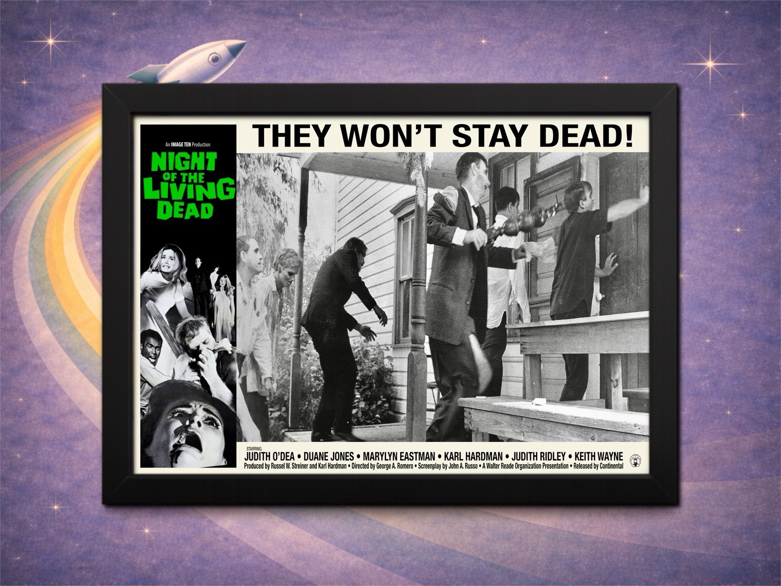 Framed Night of the Living Dead 1968 | Porch Attack Scene | Lobby Card 12×8