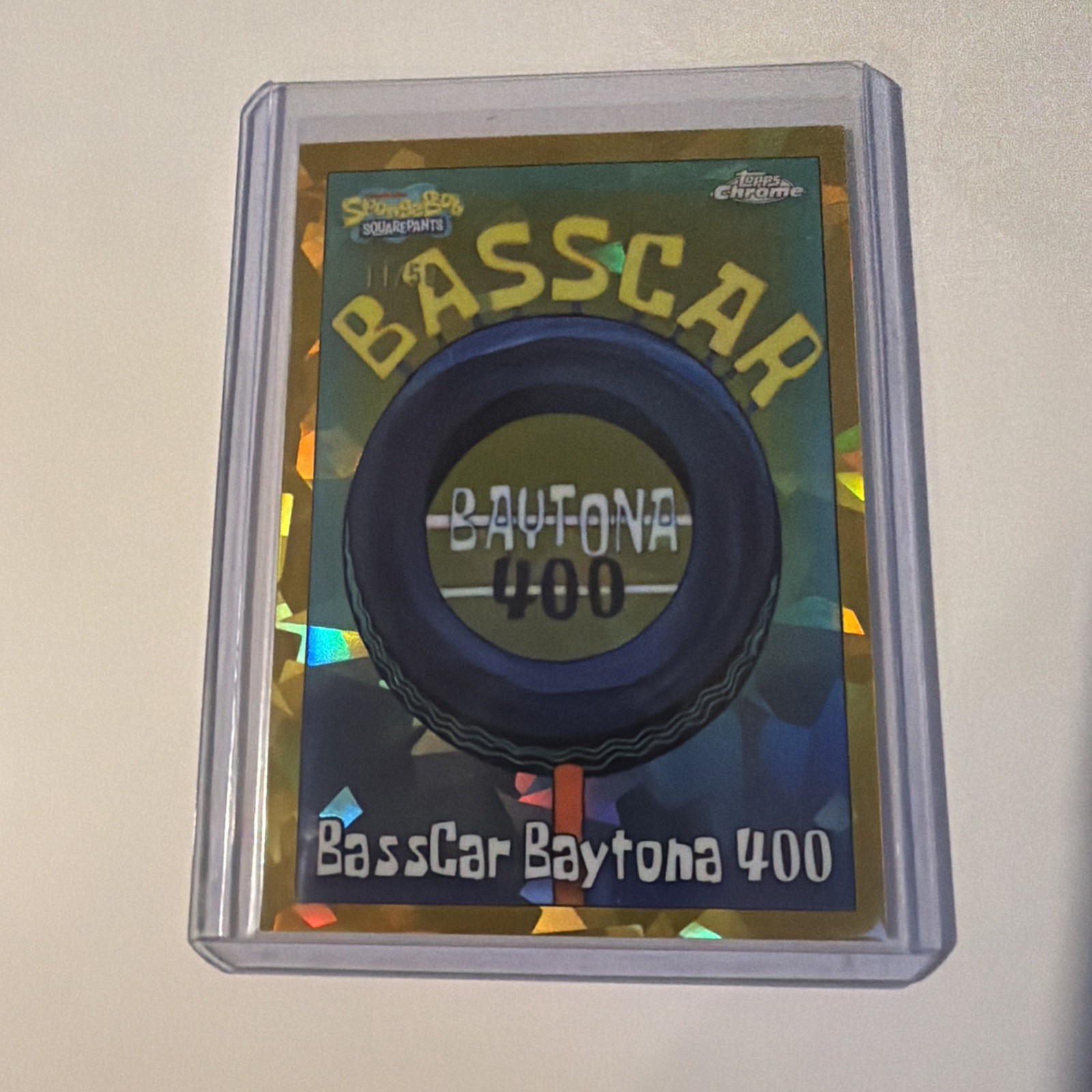 2025 Topps Chrome SpongeBob Sapphire BassCar Baytona 400 Gold Refractor #/50 2025 Topps Chrome SpongeBob Sapphire BassCar Baytona 400 Gold Refractor #/50
