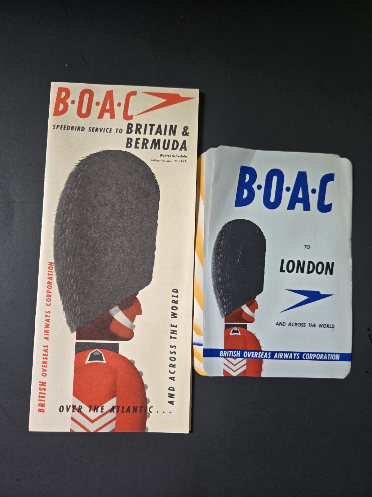 Vintage 1949 BRITISH OVERSEAS AIRWAYS CORPORATION SPEEDBIRD SERVICE SCHEDULE AND