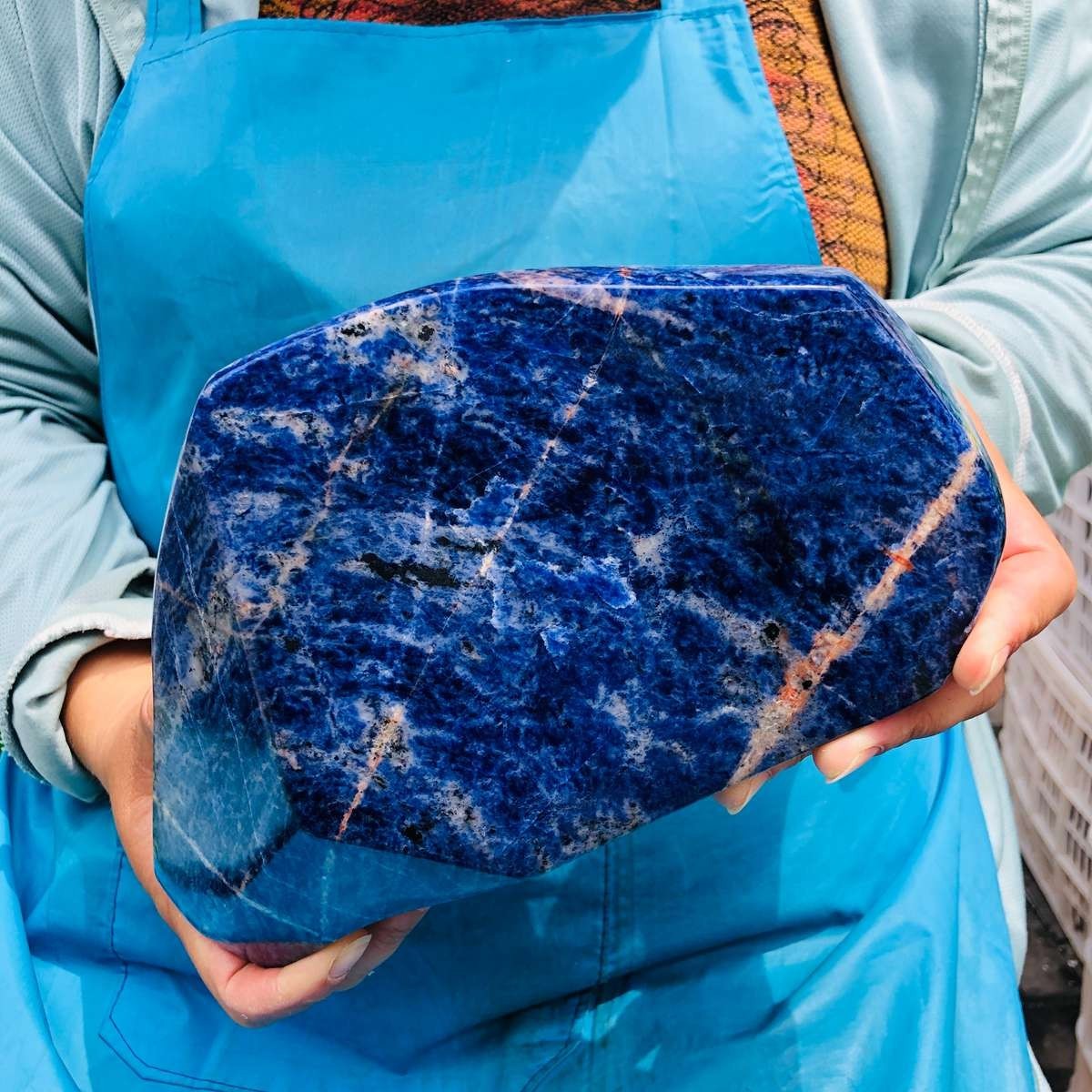7.39LB Natural Polished Sodalite Free‑Form Specimen Blue Gemstone Home Decor