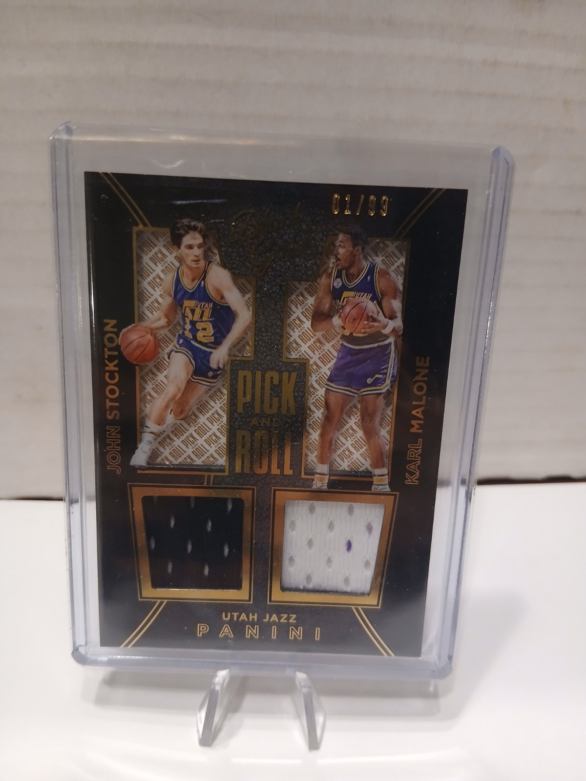 2015-2016 PANINI BLACK GOLD John Stockton Karl Malone PICK ROLL #20 01/99 Relic