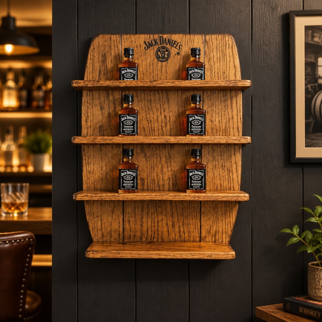 Jack Daniel’s Wooden Wall Display Shelf Rack, Brown Distillery Theme Jack Daniel’s Wooden Wall Display Shelf Rack, Brown Distillery Theme