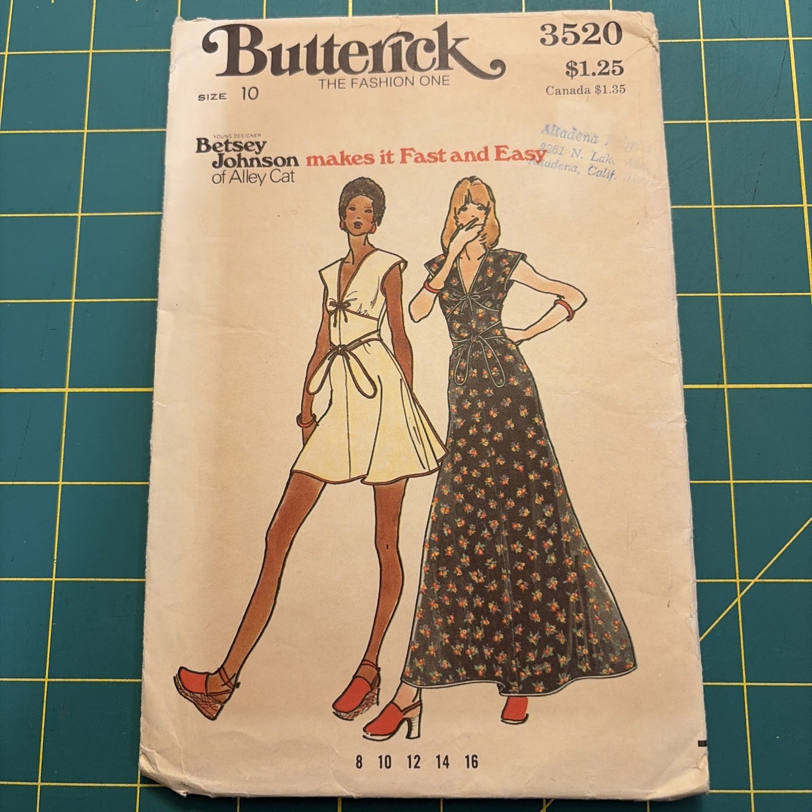 vintage UNCUT Betsey Johnson Alley Cat sewing pattern maxi mini wrap dress sz 10