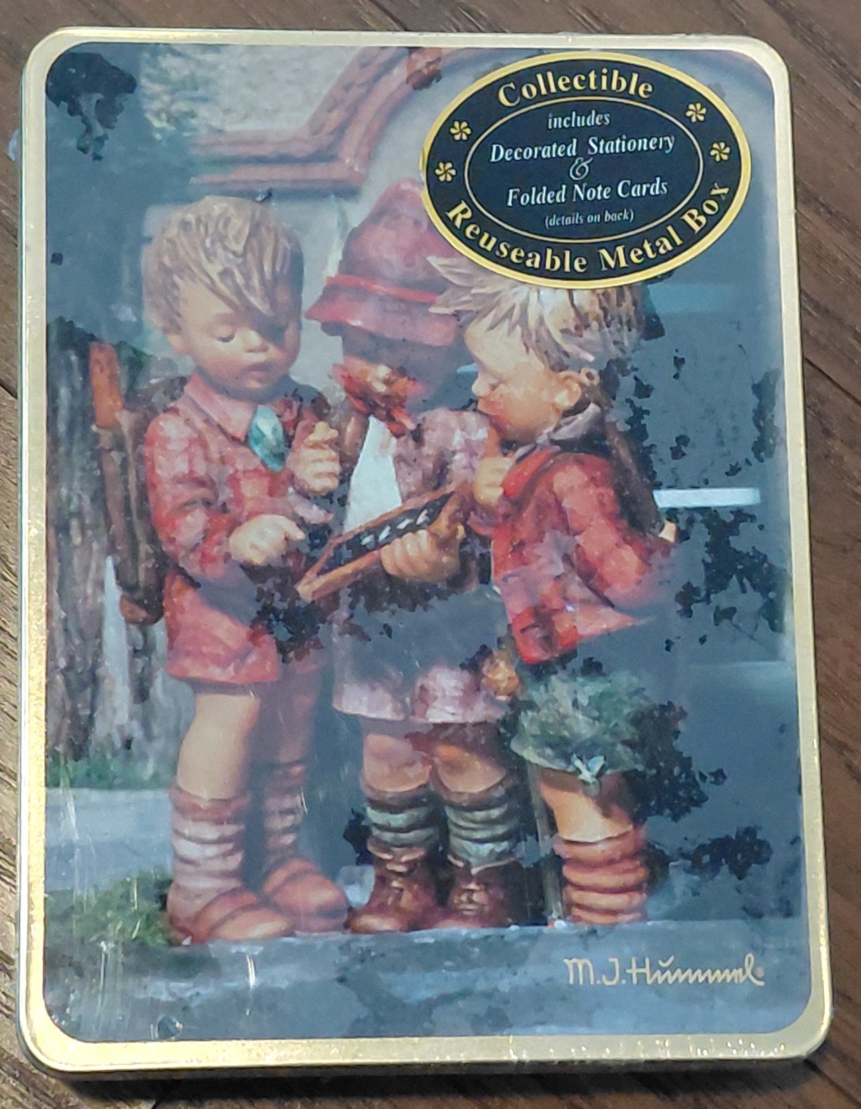 VINTAGE 1995 MJ Hummel Stationary In Reusable Metal Box collectible NEW SEALED