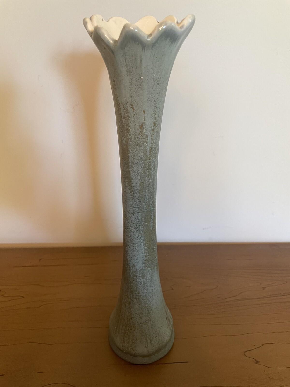 Vintage Ceramic 11.5” Case - Similar To A Swung Vase Green Patina Coloring 