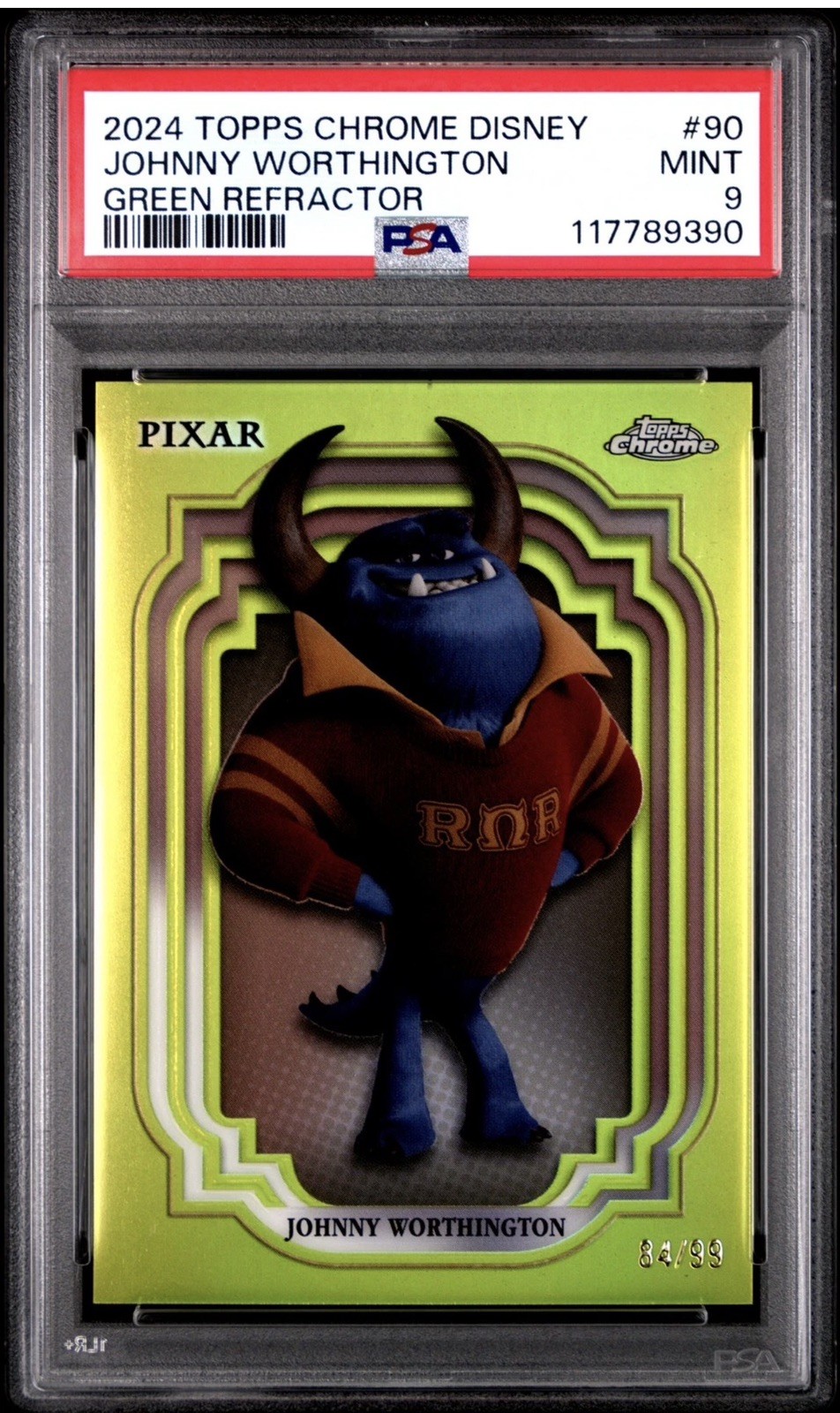 2024 TOPPS CHROME DISNEY GREEN REFRACTOR #90 JOHNNY WORTHINGTON 84/99 PSA 9