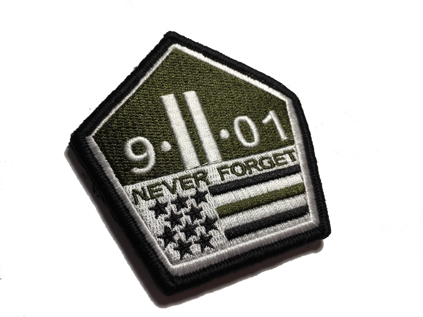 The OD green 911 Remember Patch Hook/loop Morale Military Twin Towers  