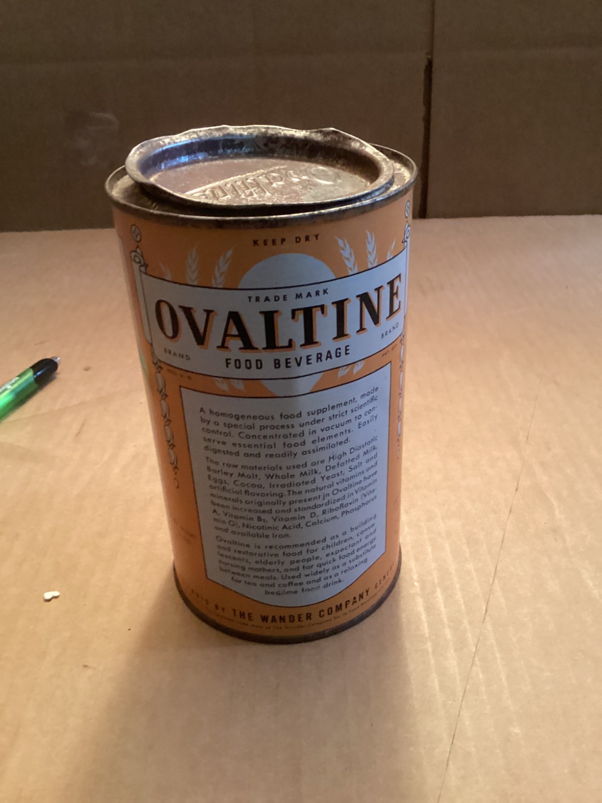 Vintage 1941 Ovaltine Advertising Tin 14 Oz Food Beverage Collectible Kitchen Vintage 1941 Ovaltine Advertising Tin 14 Oz Food Beverage Collectible Kitchen