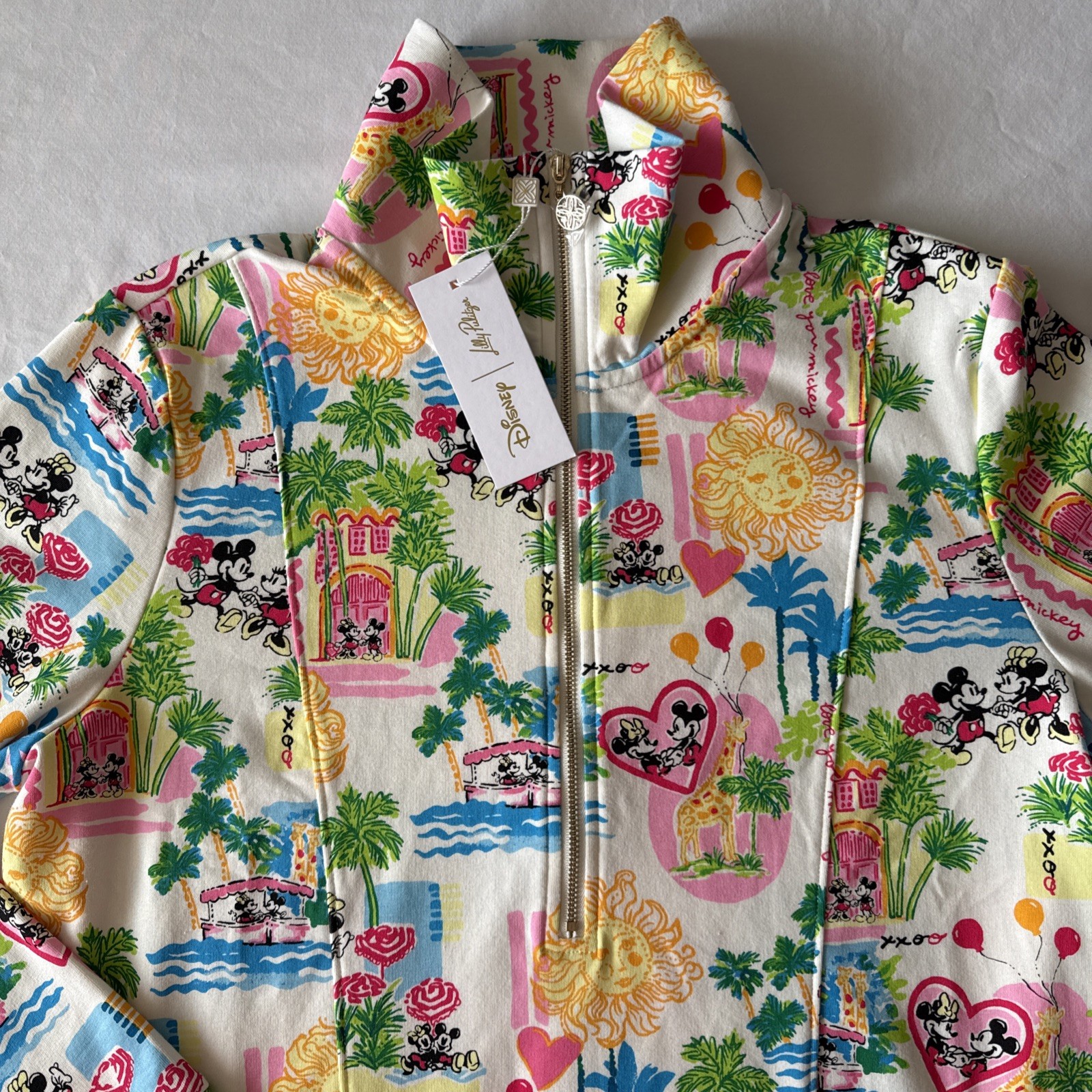 Disney Lilly Pulitzer Eleni Half Zip Pullover Mickey Minnie Medium NWT