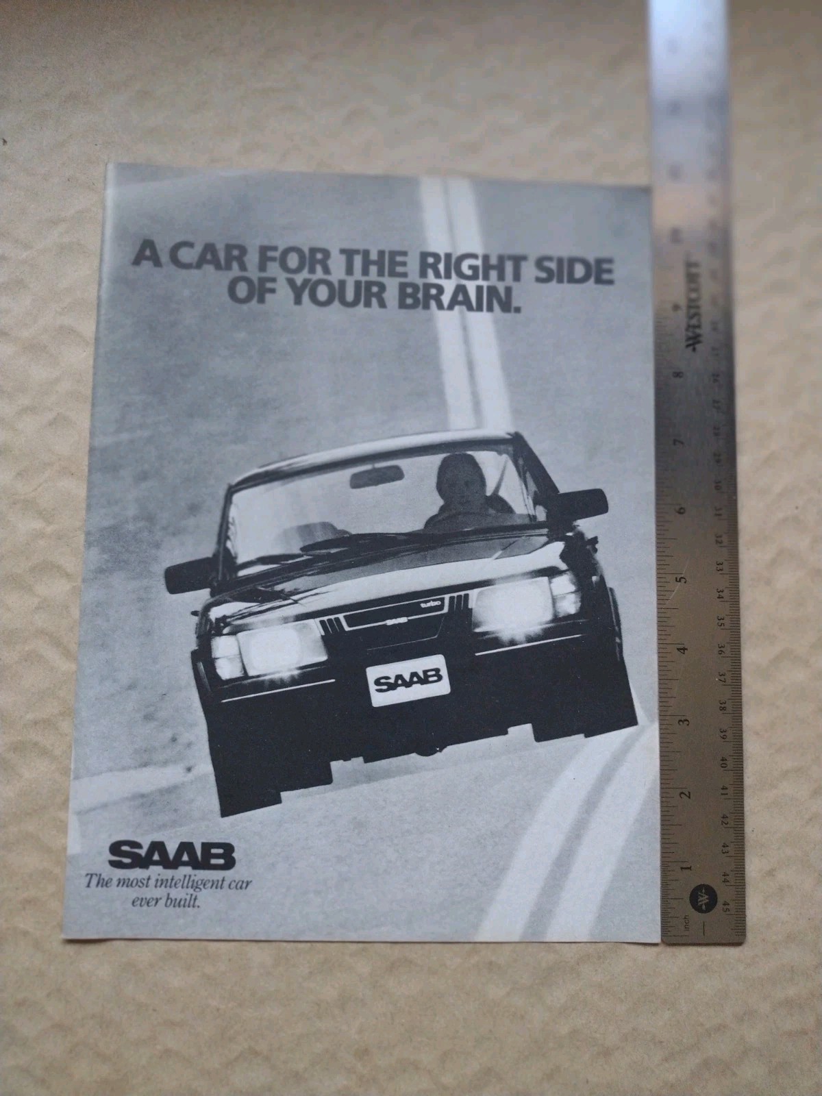 1982 Saab- A Car For The Right Side Of Your Brain.-Print Ad- Vintage 1982 Saab- A Car For The Right Side Of Your Brain.-Print Ad- Vintage
