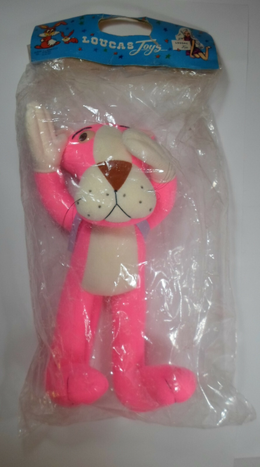 LOUCAS TOYS GREEK VTG 70\'s PINK PANTHER 16\'\' PLUSH ANIMAL TOY MIP SEALED RARE