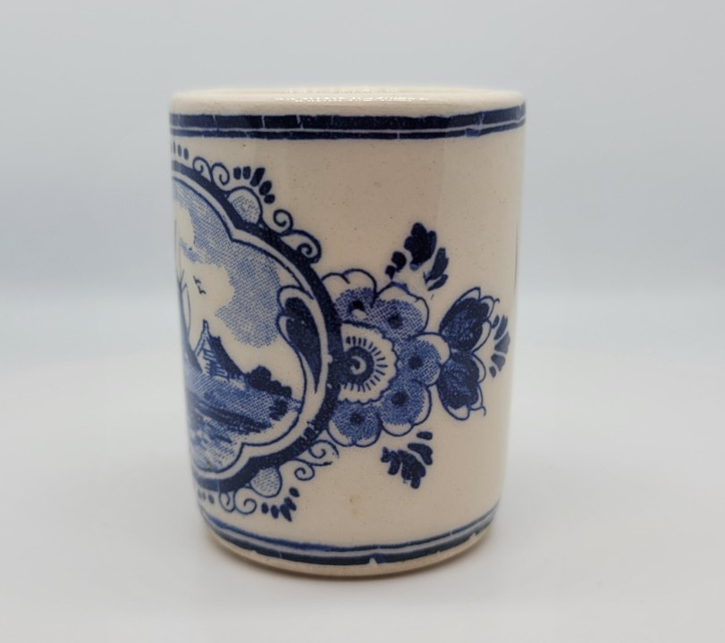 Vandermint Delft Shot Glass Ceramic Transfer Windmill 2 in Vintage