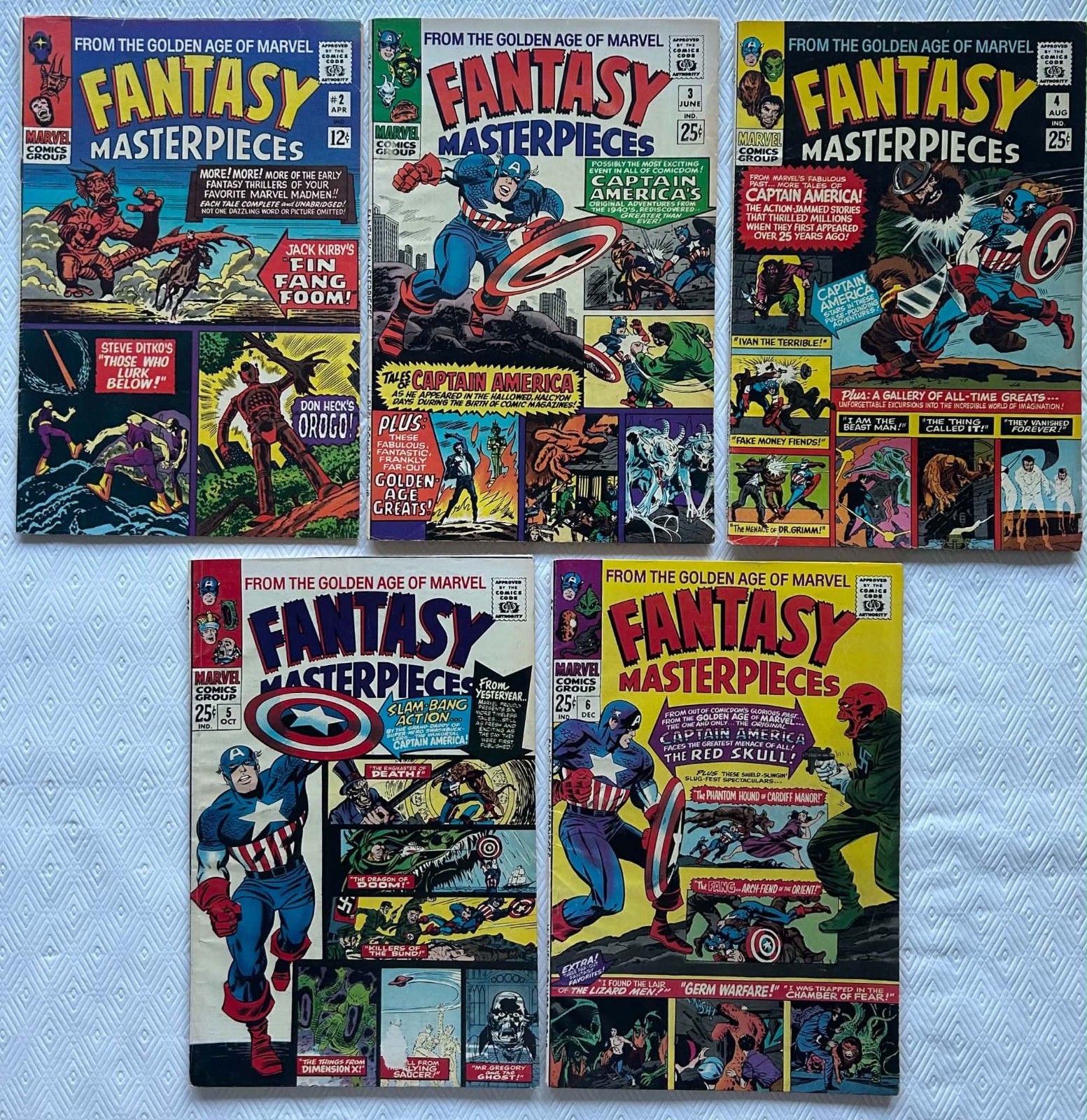 FANTASY MASTERPIECES 1966 lot of 5  BTB issues : 2, 3, 4, 5, 6 Solid Low Grade