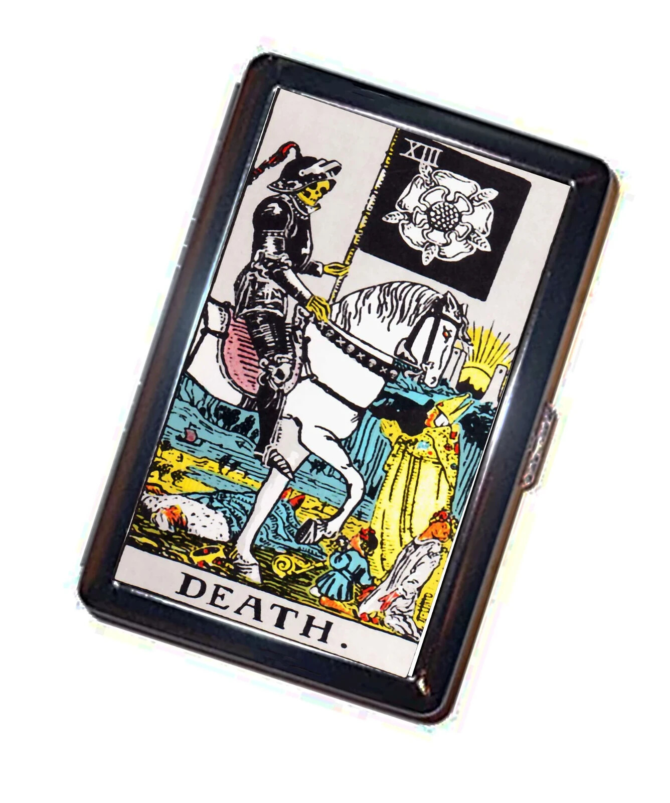 Tarot DEATH Cigarette Case Handmade Vintage Metal Wallet Tarot DEATH Cigarette Case Handmade Vintage Metal Wallet