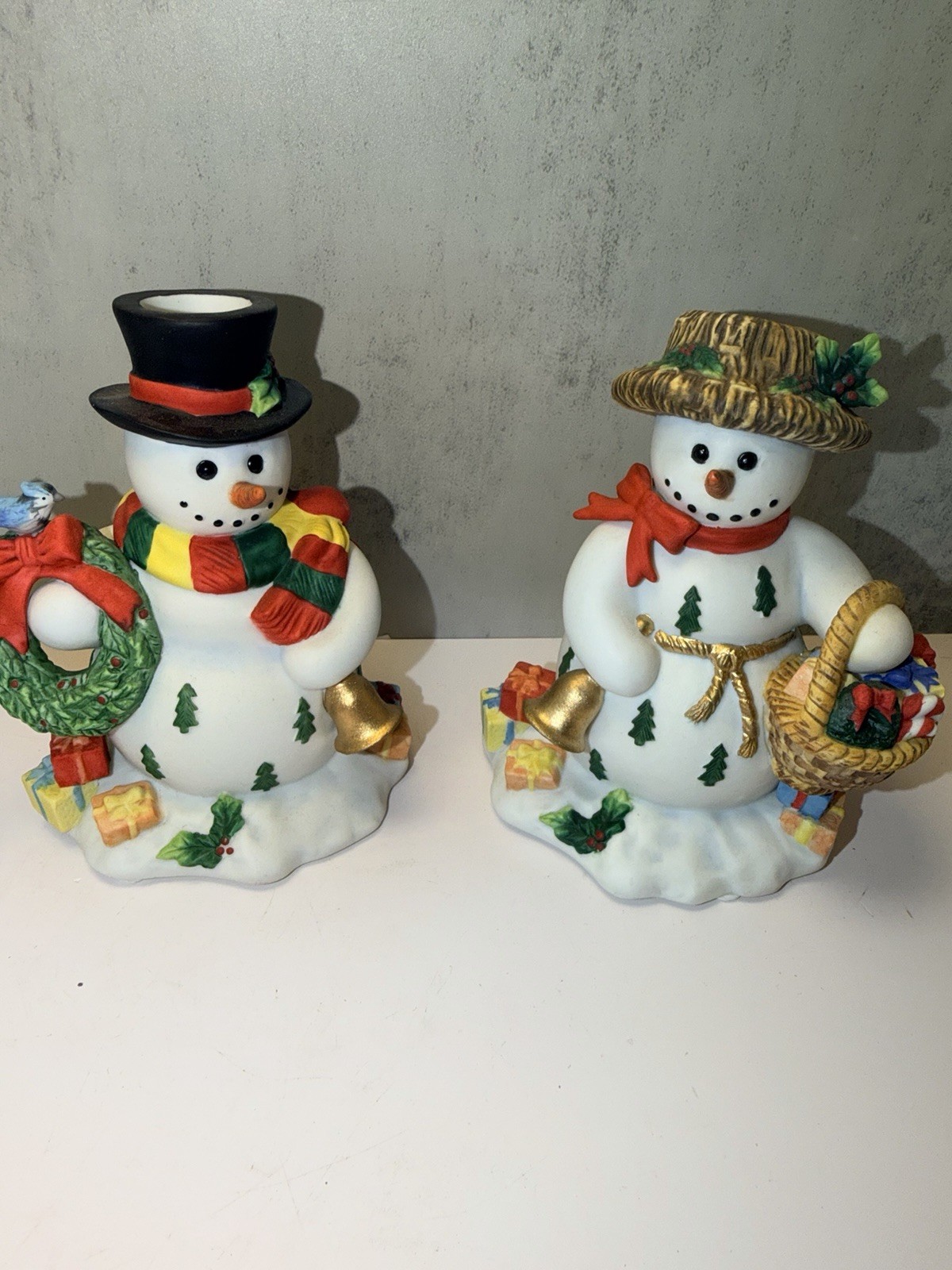 PartyLite #P7649 Snowbell Taper Candle Holder Pair 5” Snowman & SnowLady New NIB PartyLite #P7649 Snowbell Taper Candle Holder Pair 5” Snowman & SnowLady New NIB