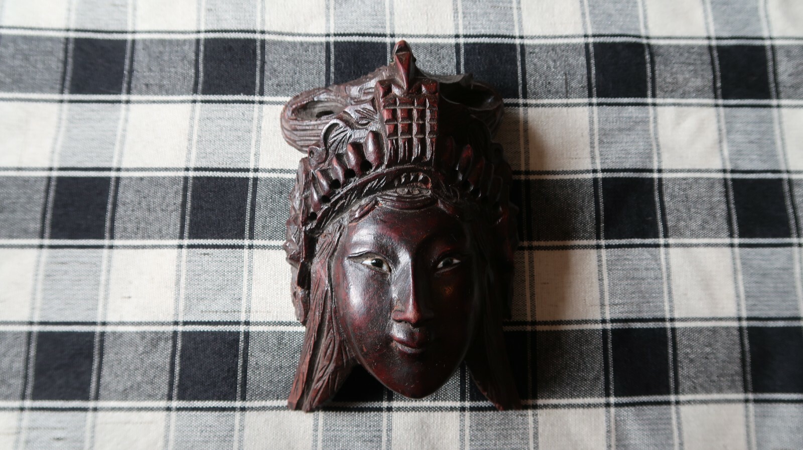 Antique Carved Wood IMMORTAL Face Mask Wall Hanging 6\