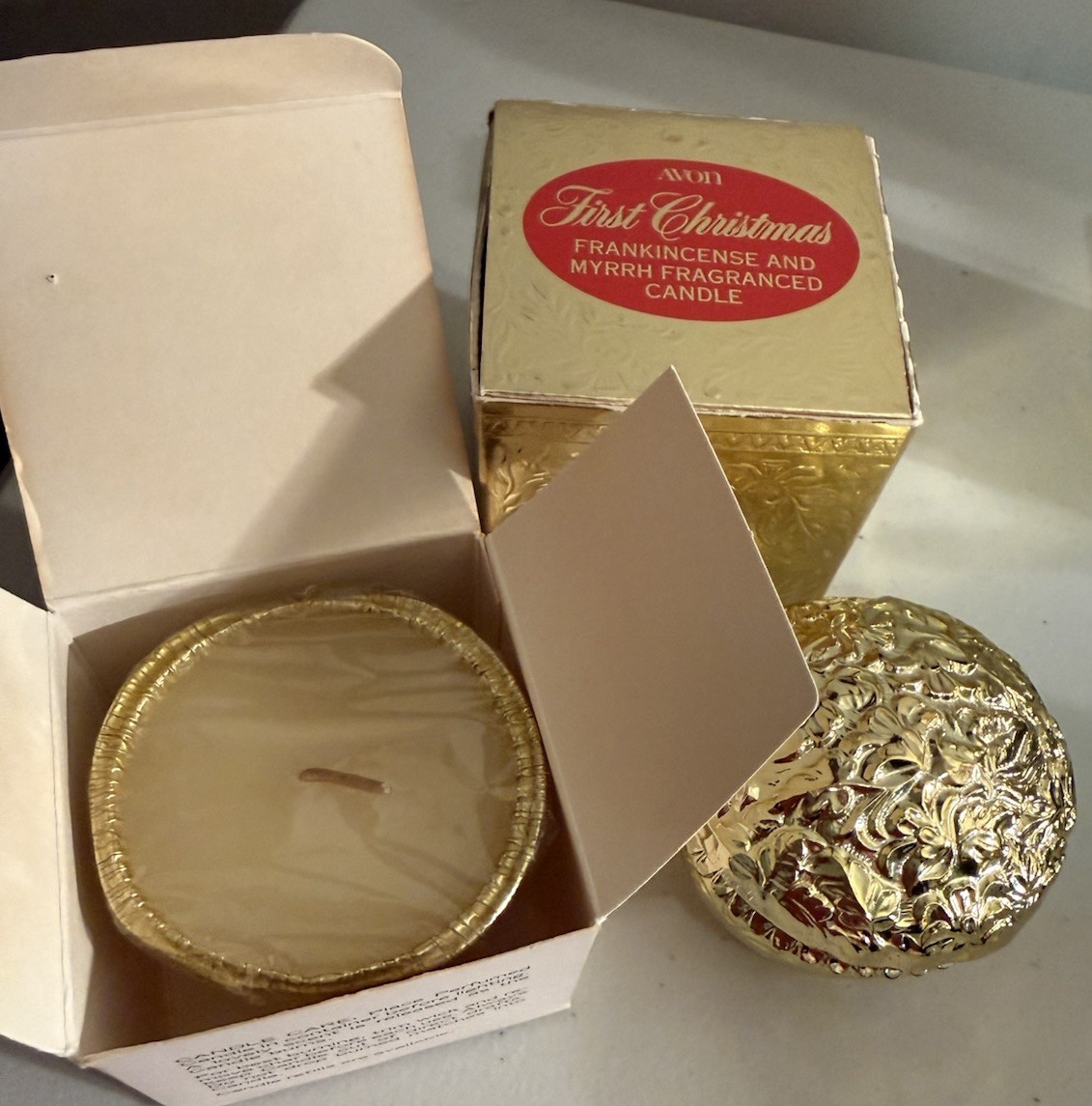 VTG Avon First Christmas Candle Holder Original Box Refill Frankincense & Myrrh VTG Avon First Christmas Candle Holder Original Box Refill Frankincense & Myrrh