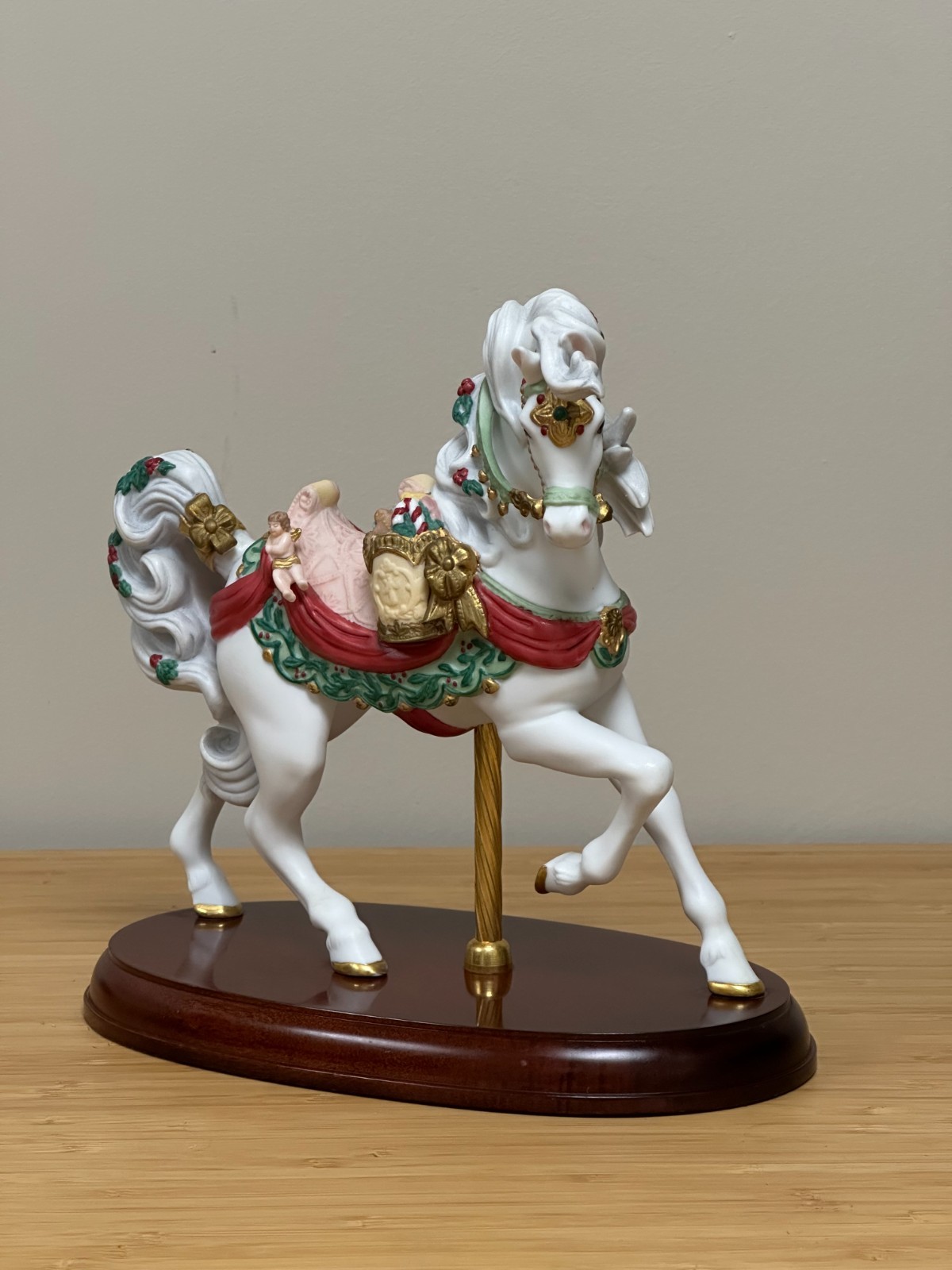 Vintage 1994 Lenox Christmas Carousel Horse Porcelain Figurine Cherub 24K Gold Vintage 1994 Lenox Christmas Carousel Horse Porcelain Figurine Cherub 24K Gold
