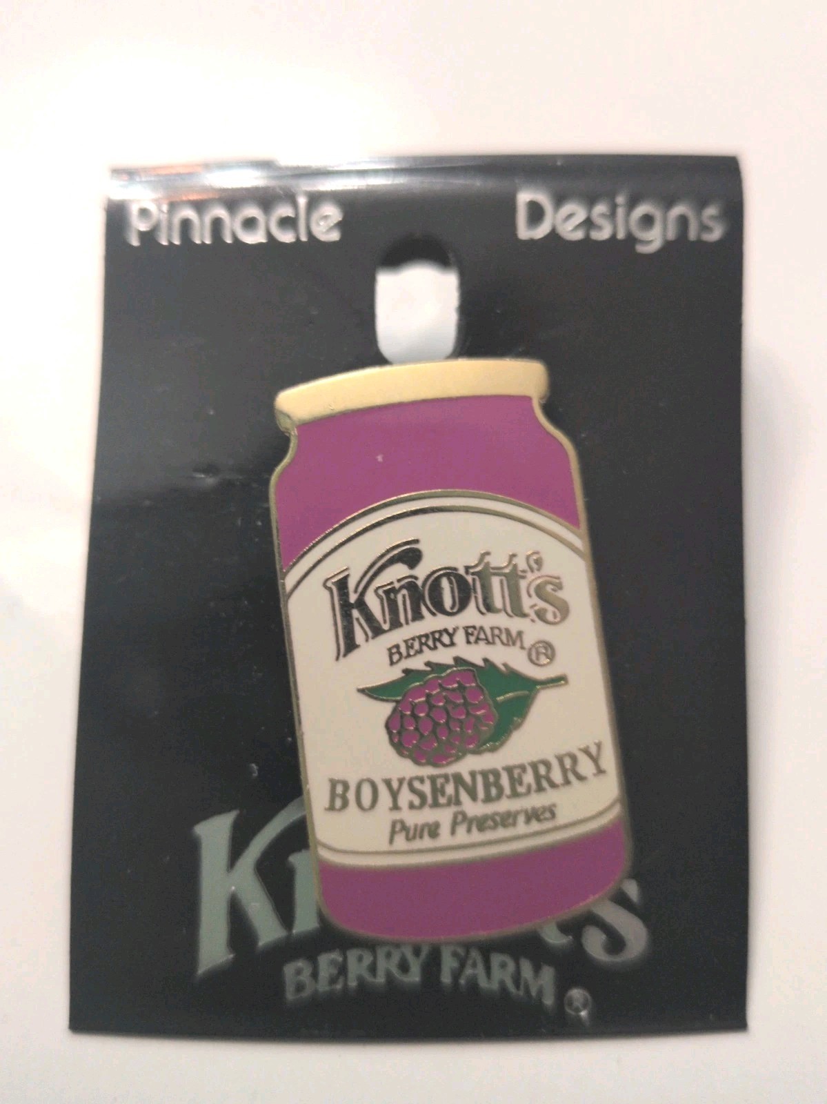 Vintage Knott’s Berry Farm Boysenberry Pure Preserves Jar Lapel Pin NEW On Card