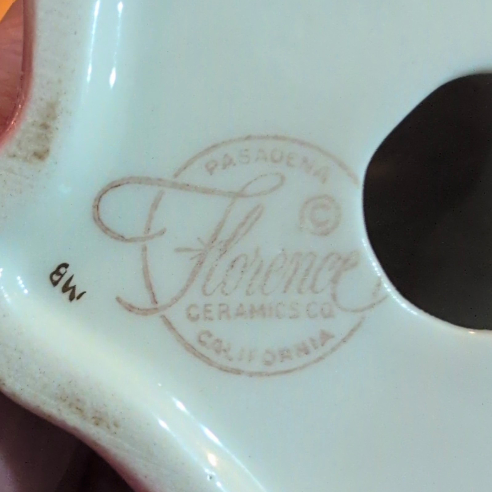 Florence Ceramics Co. Woman Figurine Pink/White/Gold Ceramic Glossy 7 in