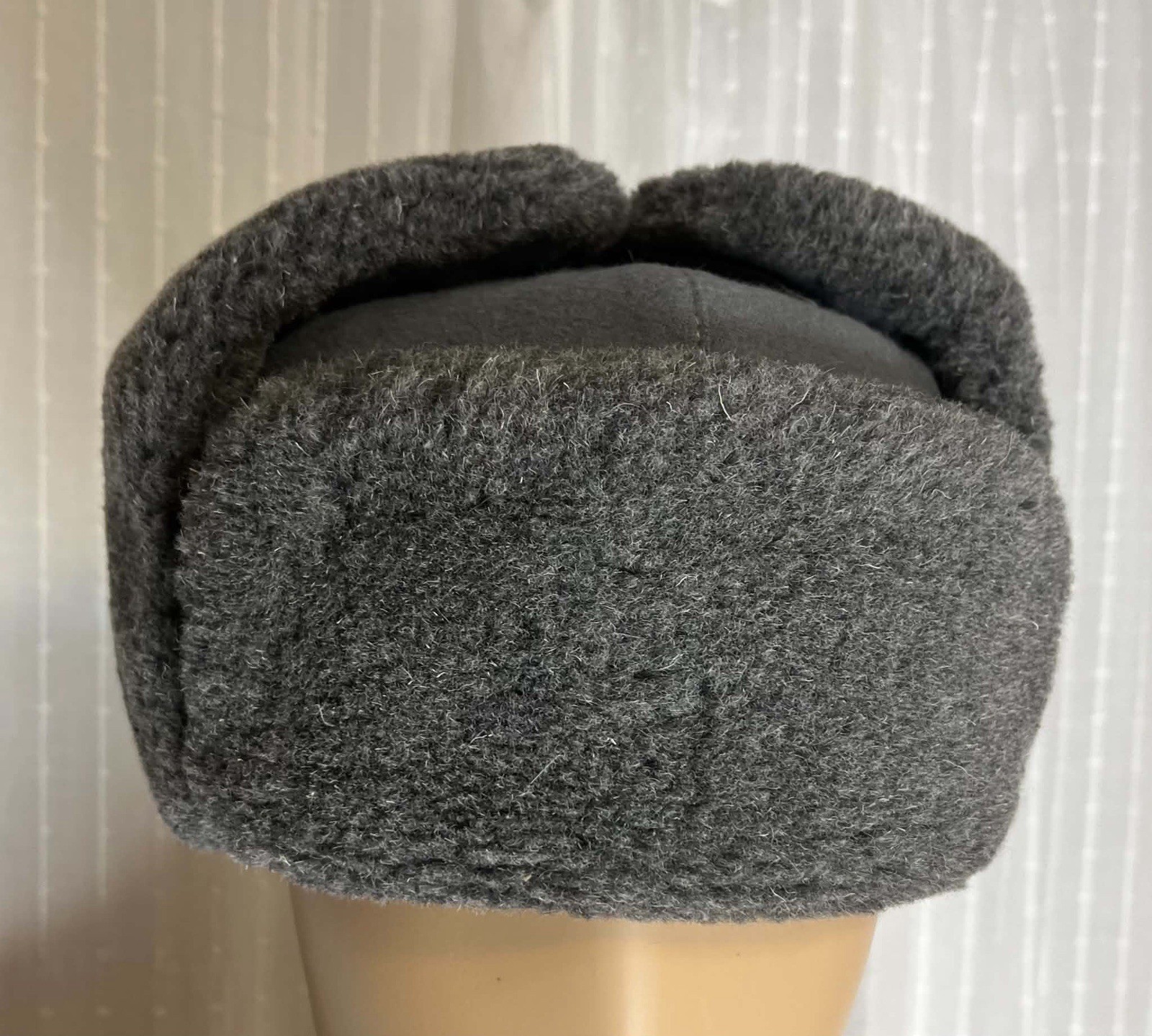 Soviet WWII Winter Ushanka Hat. Gray Fur, Baika Top