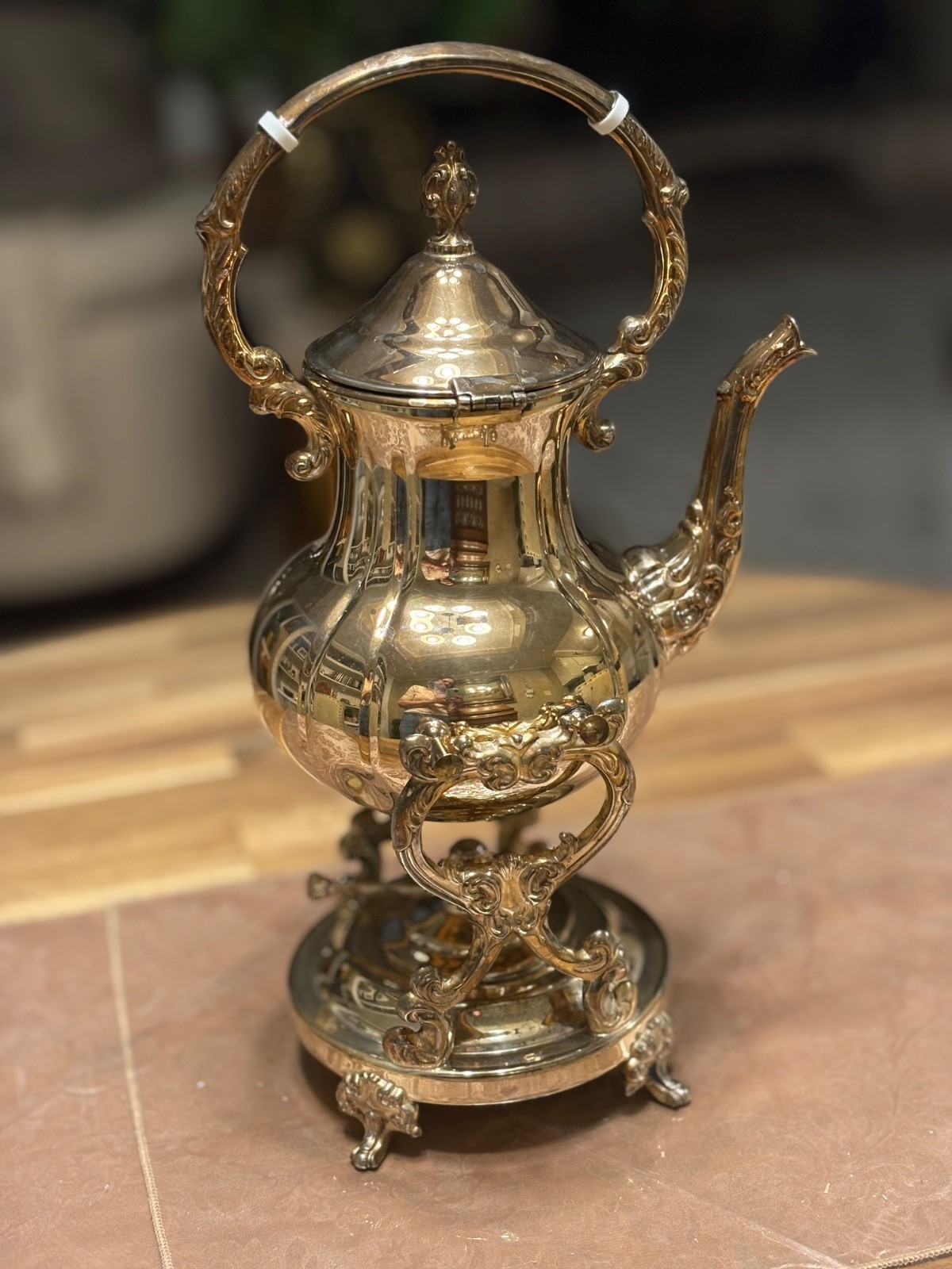 Towle Silverplate Tea And Coffee Pot On Stand With Burner