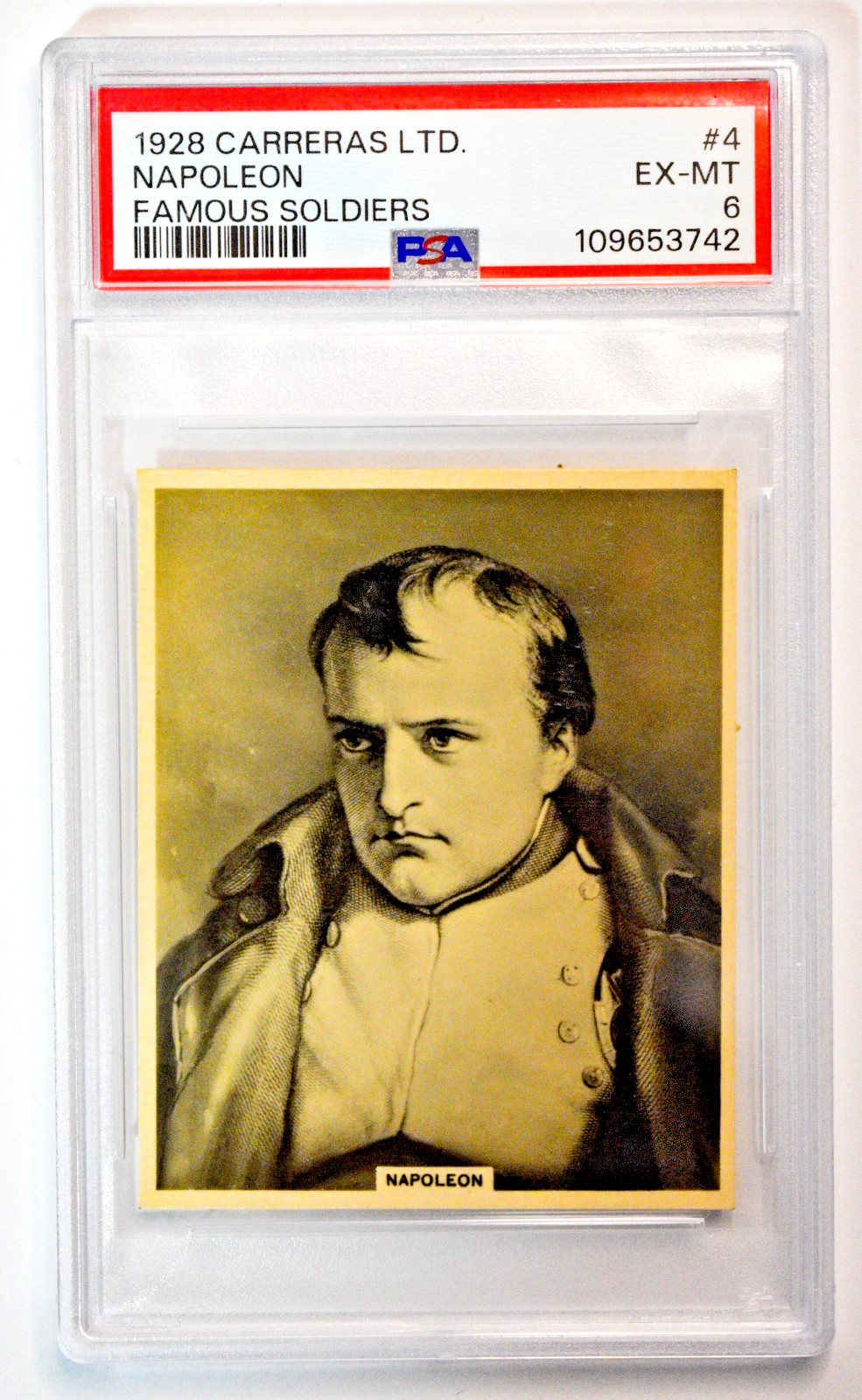 1928 Carreras Famous Soldiers Tobacco Napoleon Bonaparte #4 PSA 6 EX-MT Highest 1928 Carreras Famous Soldiers Tobacco Napoleon Bonaparte #4 PSA 6 EX-MT Highest