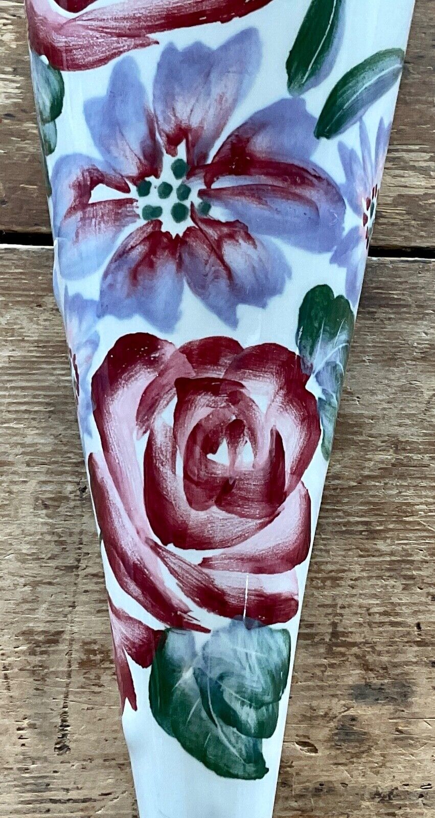 Andrea by Sadek Hand Painted Ceramic Wall Pocket Rose Shabby Chic Original Label